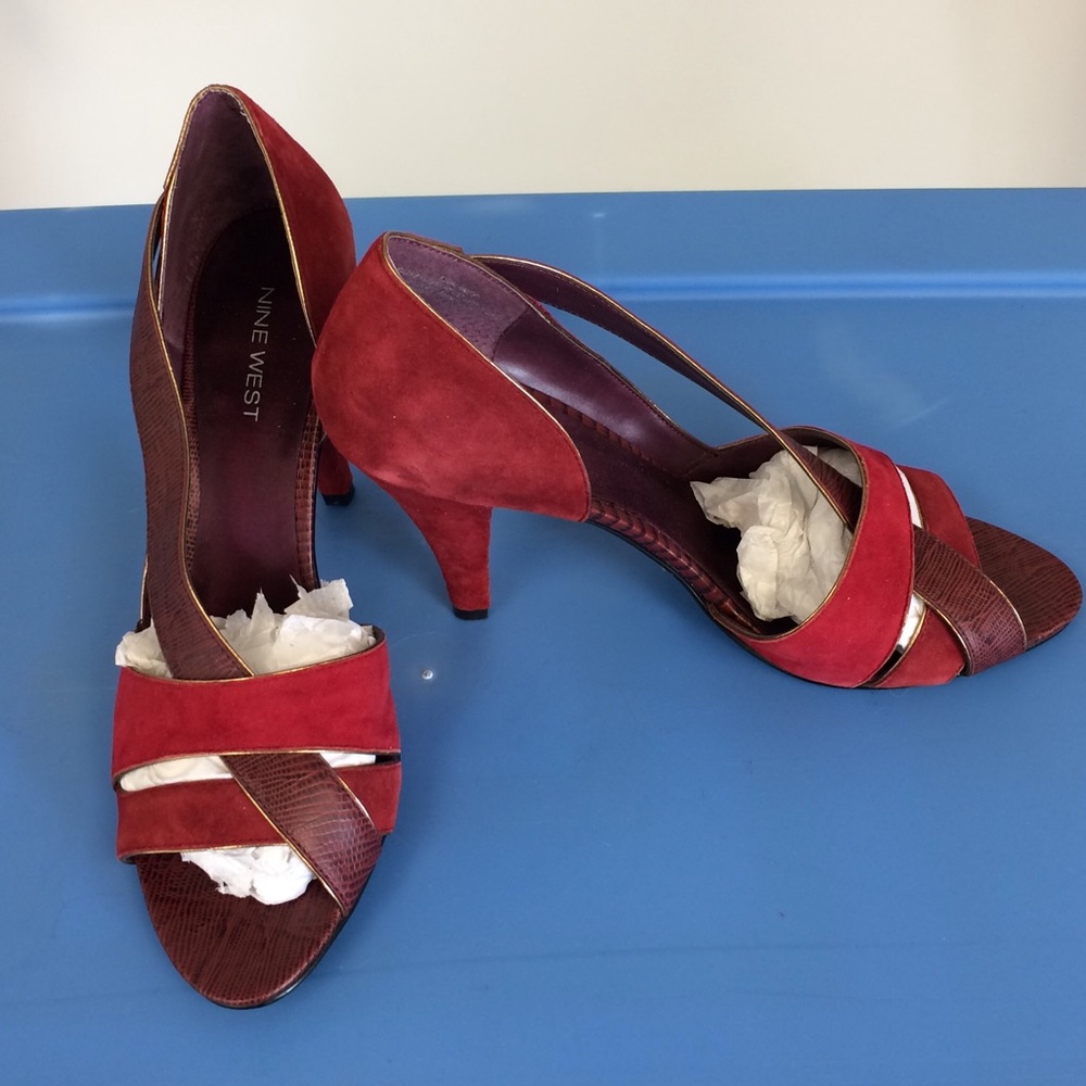 Red/ Gold semi sling heel